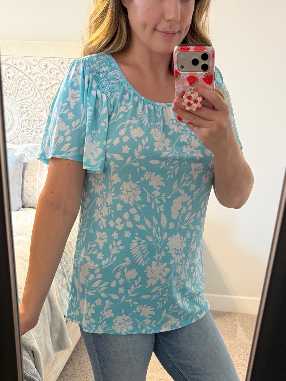 Kim Rogers Light Blue Floral Top